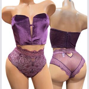Victorias Secret Set Dream Angels Velvet Strapless bra & Cheeky panty Large